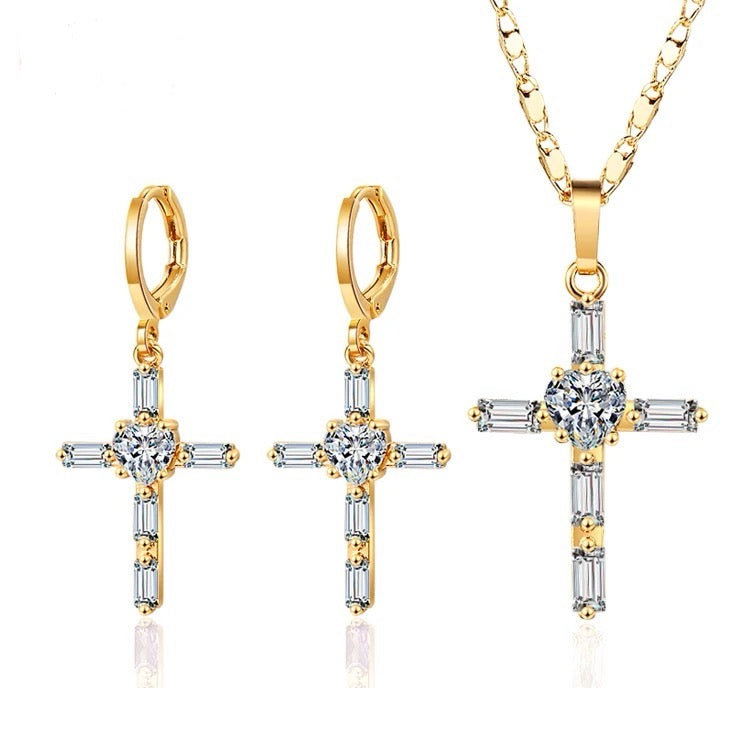 Cross earrings and necklaces