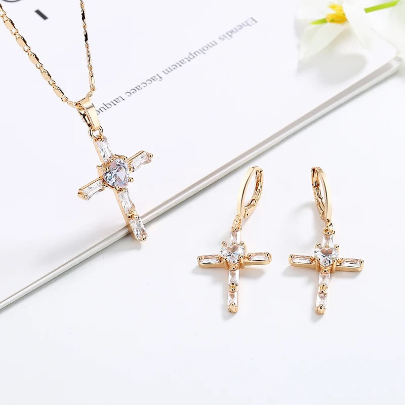 Cross earrings and necklaces